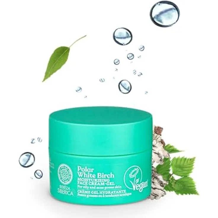 Natura Siberica Polar White Birch, Feuchtigkeitsgel für das Gesicht mit Hyaluronsäure und Vitamin B5, 50 ml, vegan & tierversuchsfrei