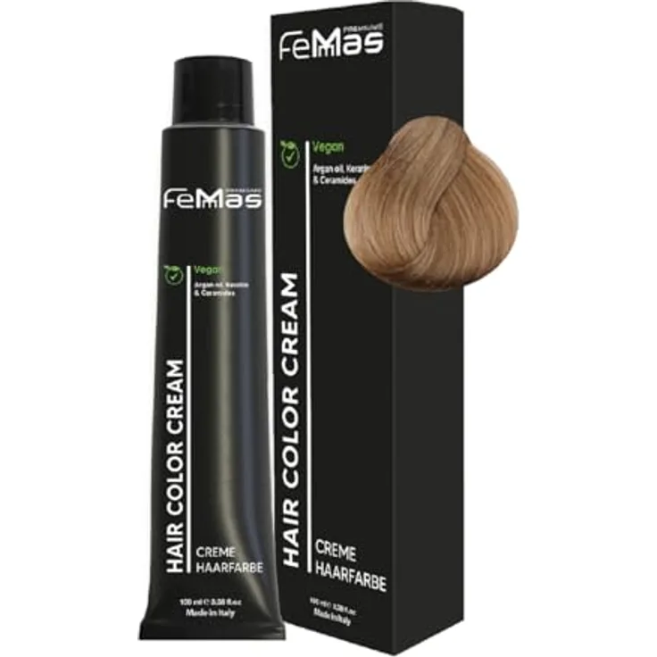 Femmas Premium Haarfarbe Femmas Hair Color Cream, 100 ml, Profi-Qualität mit Arganöl und 100% Grauhaarabdeckung
