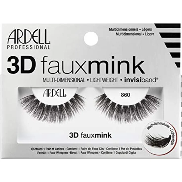 Ardell 3D Faux Mink 860 Mehrschichtige falsche Wimpern 1 St. Farbton Black – Bild 2