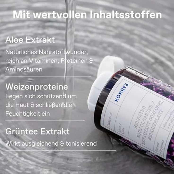 KORRES LILAC Revitalisierendes Duschgel, 250 ml mit Aloe-Extrakt und floralem Duft – Bild 3