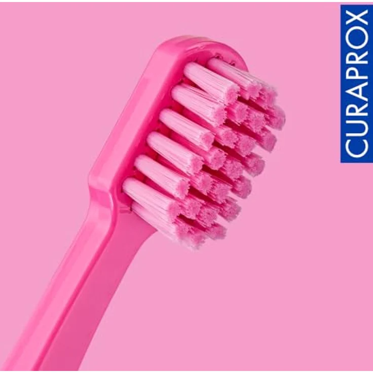 Curaprox Kids Travel Refill, Ersatzköpfe für Kinderzahnbürsten, pink, 2er Pack mit feinen Borsten und lustigem Design – Bild 6