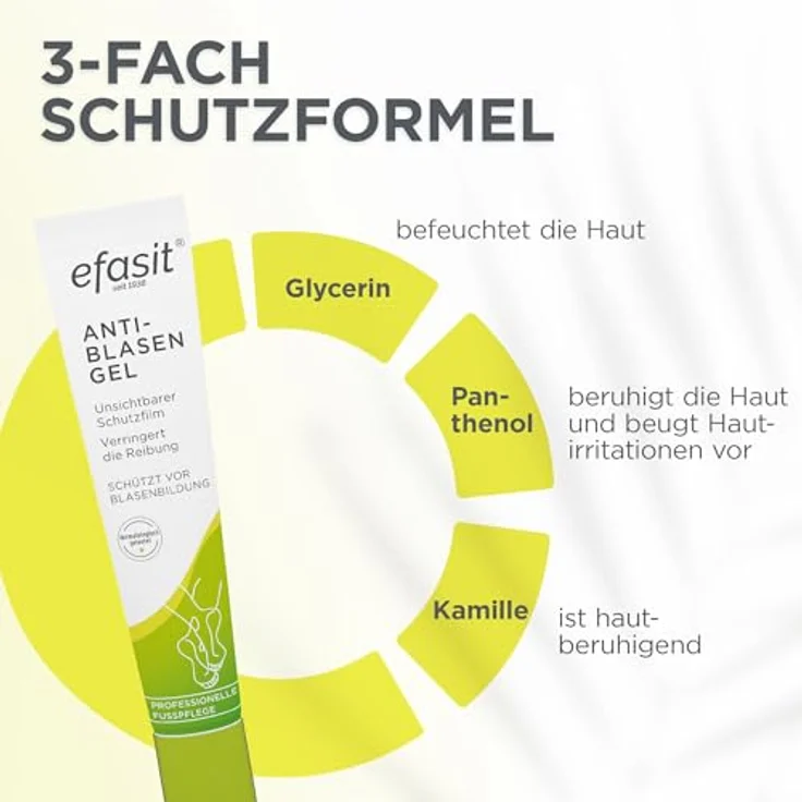 Efasit Anti-Blasen Gel, 17ml - Unsichtbarer Schutzfilm mit Panthenol und Kamille, Made in Germany – Bild 3