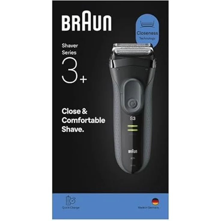 Braun Series 3+ 3000s, Elektrorasierer mit 2 Scherelementen, wasserfest, 45 Minuten Akkulaufzeit, schnelle Ladezeit von 5 Minuten – Bild 5
