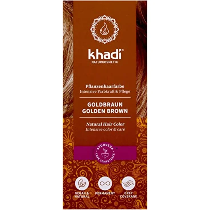 khadi Pflanzenhaarfarbe Goldbraun 100g I Haarfarbe für glänzendes und goldenes Braun I Naturhaarfarbe 100% pflanzlich – Bild 2