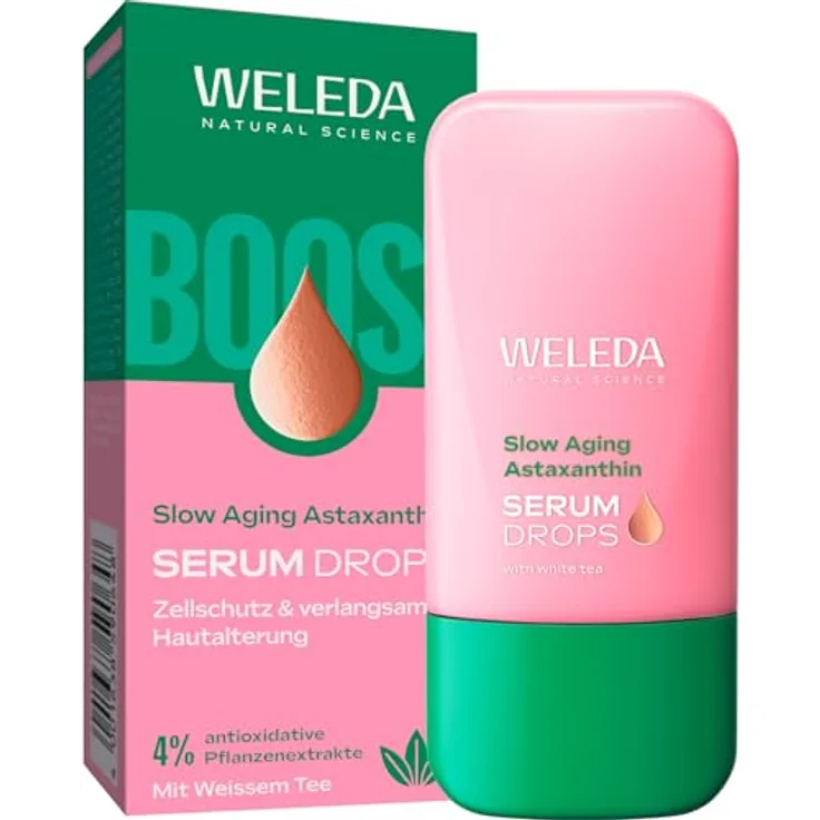Weleda Intensivpflege Slow Aging Astaxanthin Serum Drops, Anti-Aging Gesichtsserum mit Antioxidantien und pflanzlichen Extrakten, 30 ml