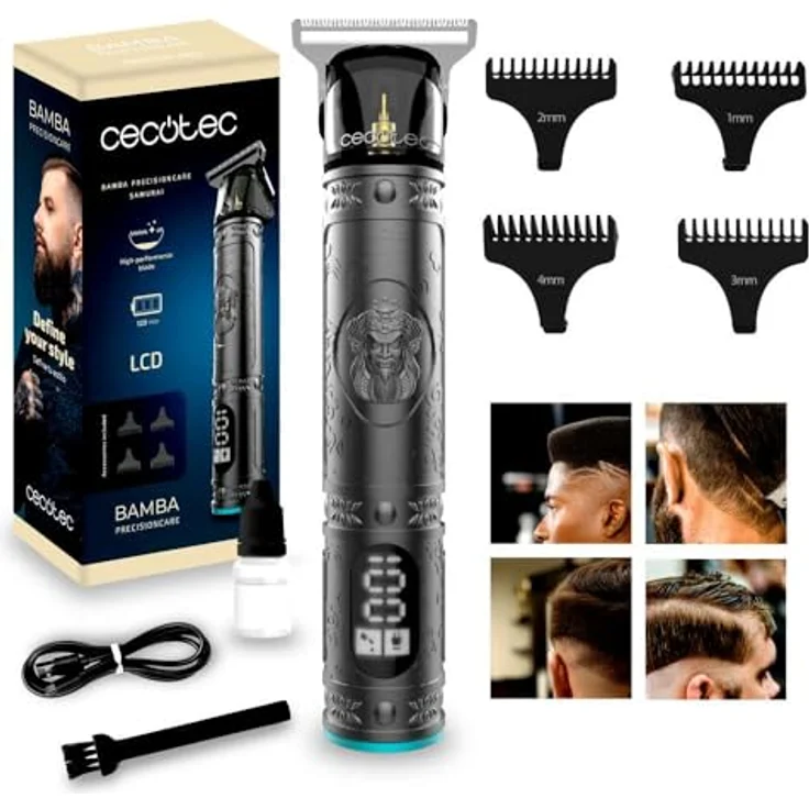 Cecotec Precisioncare Samurai Haarschneider, 4 Schnittstufen, integrierter Akku mit 120 Minuten Betriebsdauer, Schwarz, EU Plug 220V – Bild 1