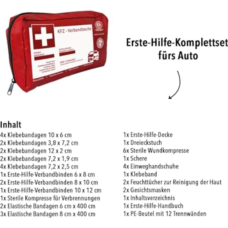 IEA Medical Erste-Hilfe-Set KFZ (45 Teile) | 2er Set, TÜV-zertifiziertes Auto Notfallset für PKW & Lkw, inklusive verständlichem Erste-Hilfe-Handbuch – Bild 3