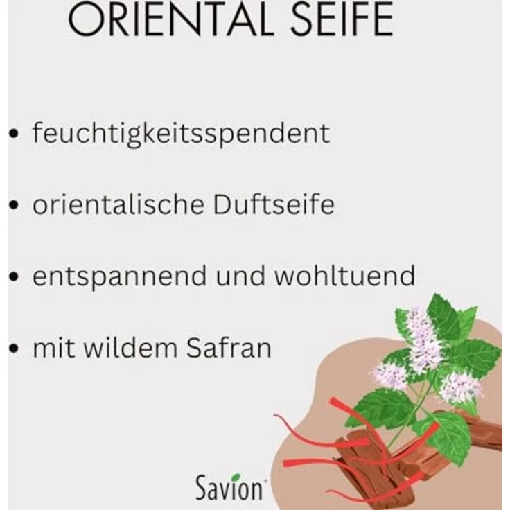 Savion Oriental Körperseife, mit Pflanzenöl, Vegan, Palmölfrei, 80g – Bild 3