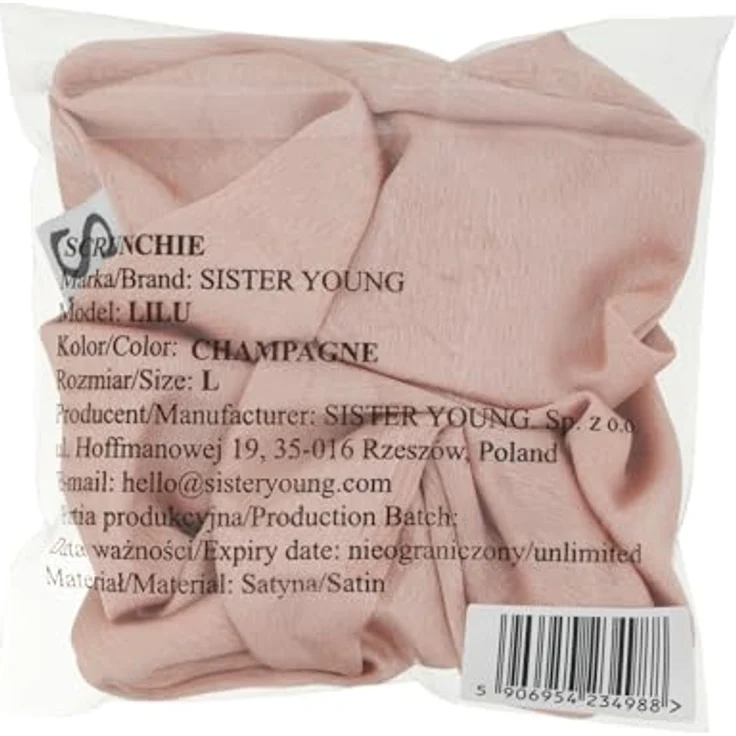 Sister Young LILU CHAMPAGNE Scrunchie, elegantes Haargummi aus leichter Chiffonqualität, ideal für dezente Frisuren – Bild 4