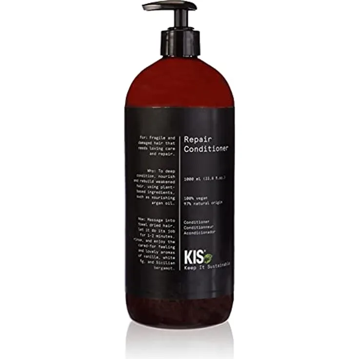 KIS Green Repair - Conditioner - 1000ml - brüchiges & geschädiges Haar - 100% Vegane Rezeptur - sulfatfrei - mit pflegendem Arganöl