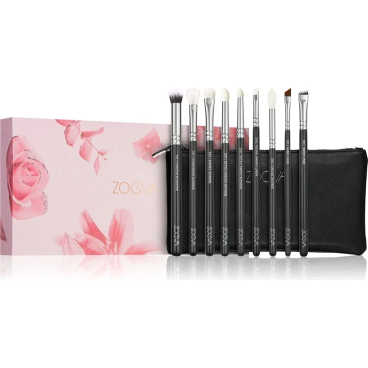 ZOEVA It's All About The Eyes Brush Set Pinselset mit Täschchen 1 St. , Make-up-Pinsel Set für Damen, vegan, geeignet für den Tag und Abend, synthetische Fasern