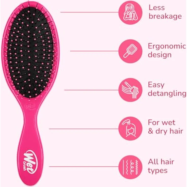 Wetbrush Haarbürste The Wet Brush Cepillo Original Desenredante Pink, Haarbürste mit ultraweichen IntelliFlex-Borsten, minimiert Haarbruch und Schmerzen, schützt vor Spliss – Bild 3