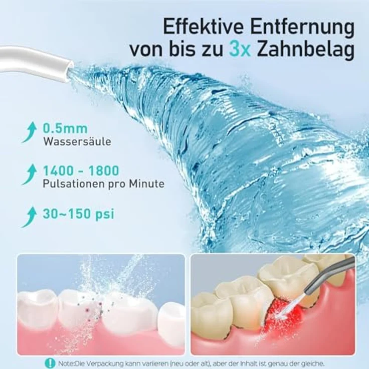 COSLUS Kabellose Munddusche, Elektrischer Zahnreiniger mit 4 Modi, 300ml Wassertank, IPX7 Wasserdicht, Ergonomisches Design, Tiefenreinigung für empfindliches Zahnfleisch – Bild 2