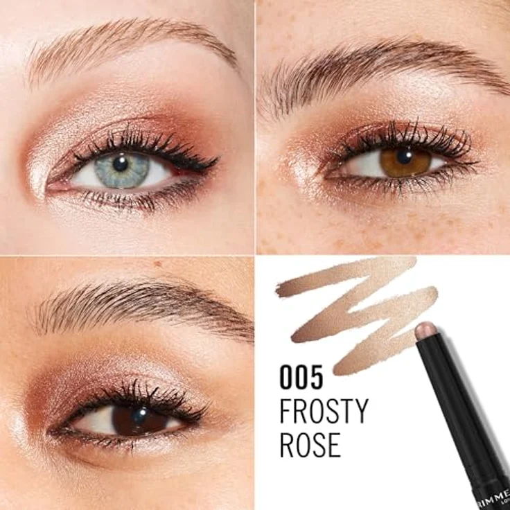 Rimmel Lidschatten-Stift 005 Frosty Rose, veganer Lidschatten mit Glitzereffekt, 1,64 g – Bild 3
