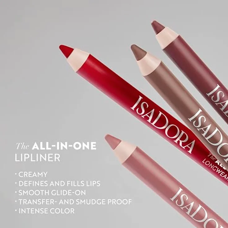 Isadora All-in-One Lipliner, 2-in-1 Formel mit Jojoba-Öl, langanhaltend, halbmattes Finish, BARE BEIGE, 1,2 g – Bild 4
