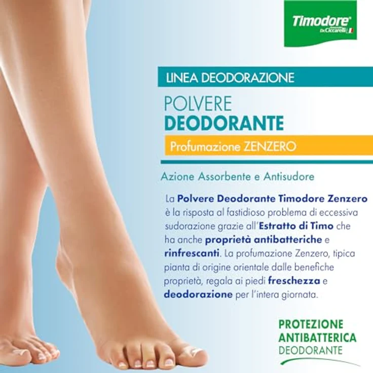 Dr.Ciccarelli Dottor Ciccarelli Timodore deodorant für Füsse in Puder form Ingwer 75 g – Bild 3