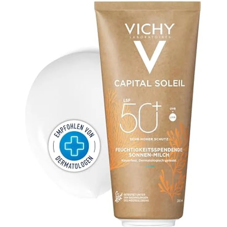 Vichy CAPITAL Soleil feuchtigkeitsspendende Sonnen-Milch SPF 50+ Sonnencreme 200 ml – Bild 2