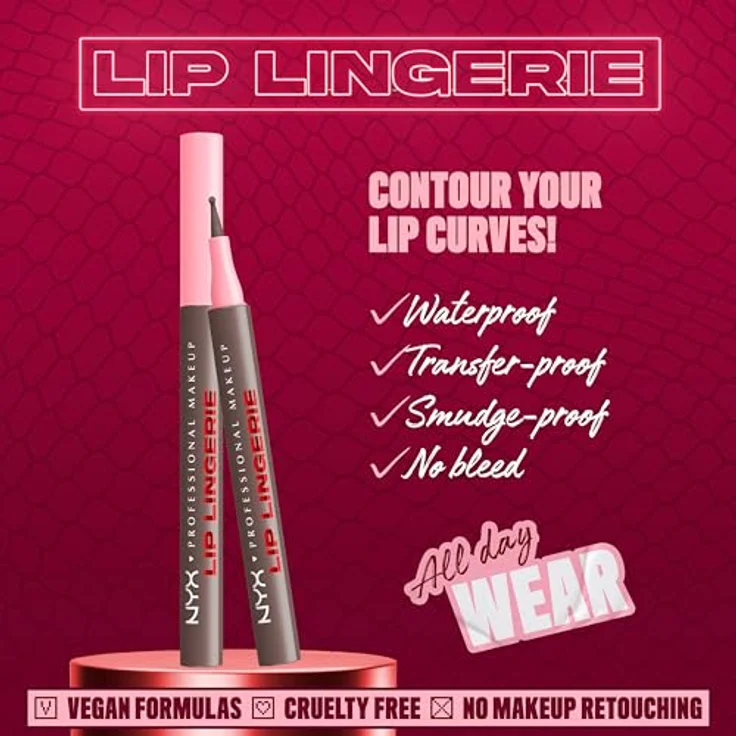 NYX Professional Makeup Lip Lingerie Lipliner Stain, wasserfester & wischfester Lip Liner mit ultra-feiner Spitze, langanhaltender Nude-Stain Effekt, Farbe: Wild Side – Bild 2