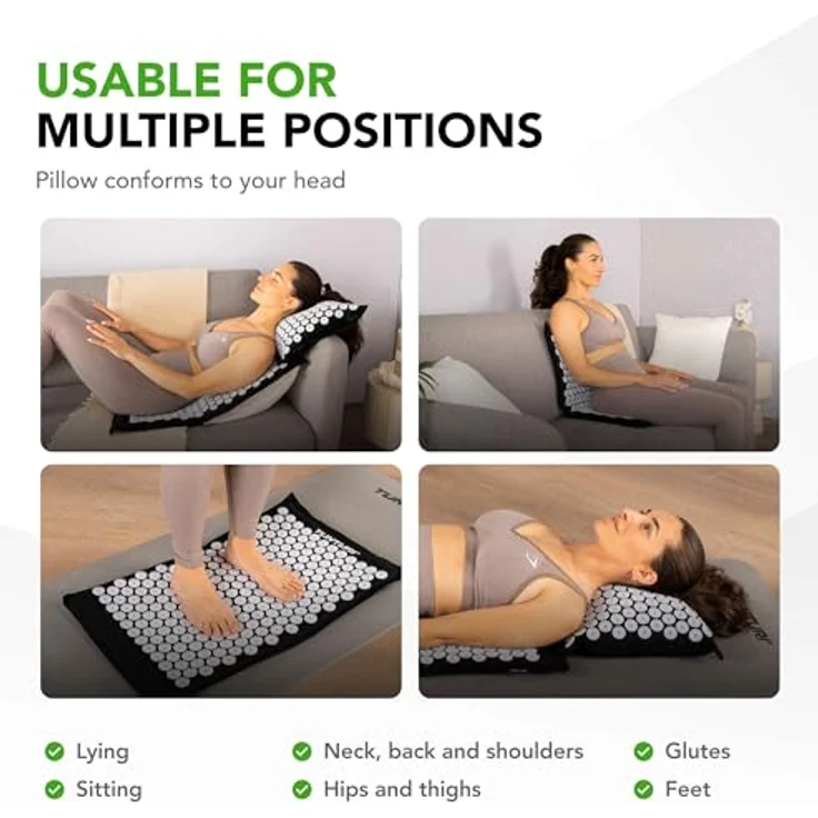 Tunturi Spikermatte Pro mit Kissen – Akupressur- und Meditationsmatte zur Schmerzlinderung und Steigerung der Energie, hautfreundliche Materialien – Bild 3
