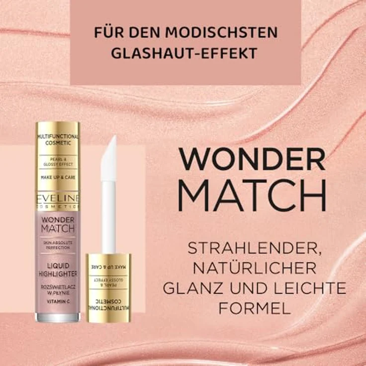 Eveline Cosmetics Wonder Match, Strahlender Flüssig-Highlighter mit Vitamin C & Iris-Extrakt, Vegan, Leichte Formel – Bild 2