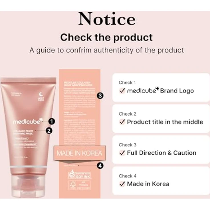 Medicube Collagen Night Wrapping Cream, Gesichtsmaske für Elastizität und Hydratation, über Nacht Pflege mit Kollagen-Wrapping-Film, 75 ml – Bild 3