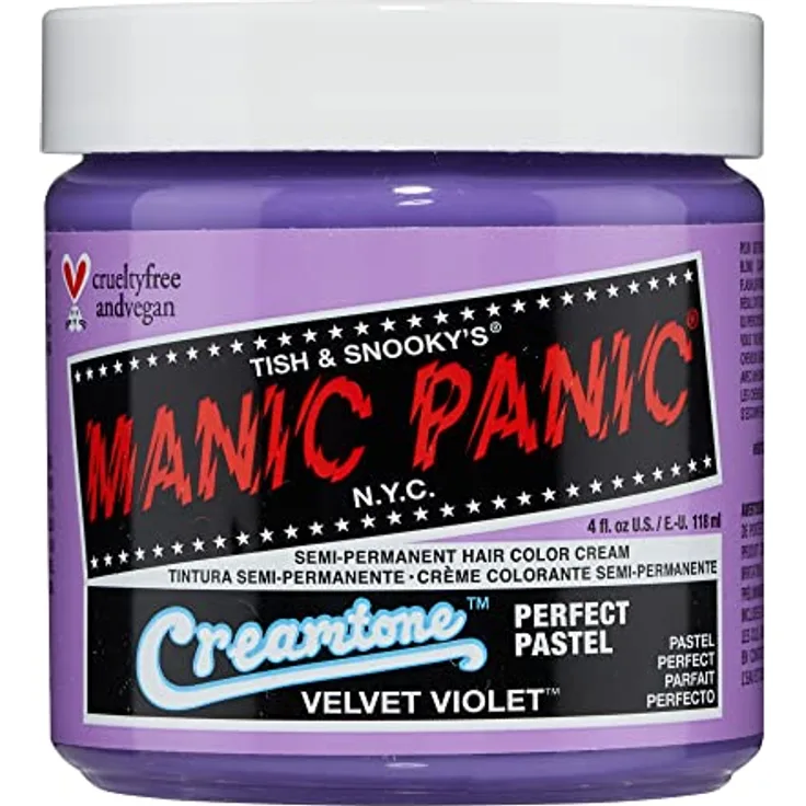 Manic Panic Velvet Violet Pastel Classic Creme, Vegan, Cruelty Free, Purple Semi Permanent Hair Dye 118ml