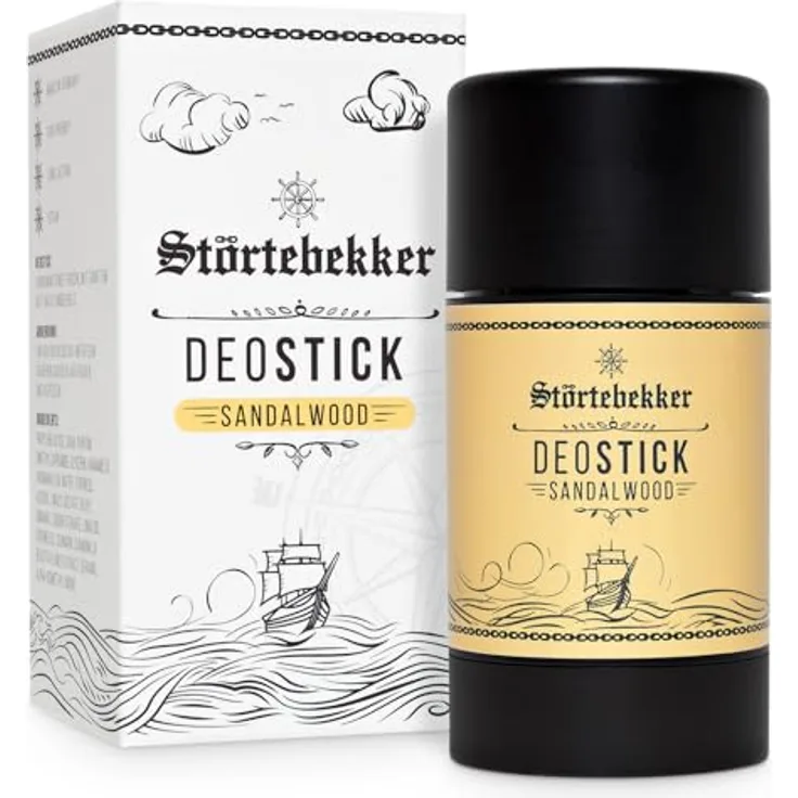 Störtebekker® Premium Deostick Sandelholz, 75g Herren Deodorant Stick ohne Aluminiumsalze, vegan, hautfreundlich, Made in Germany