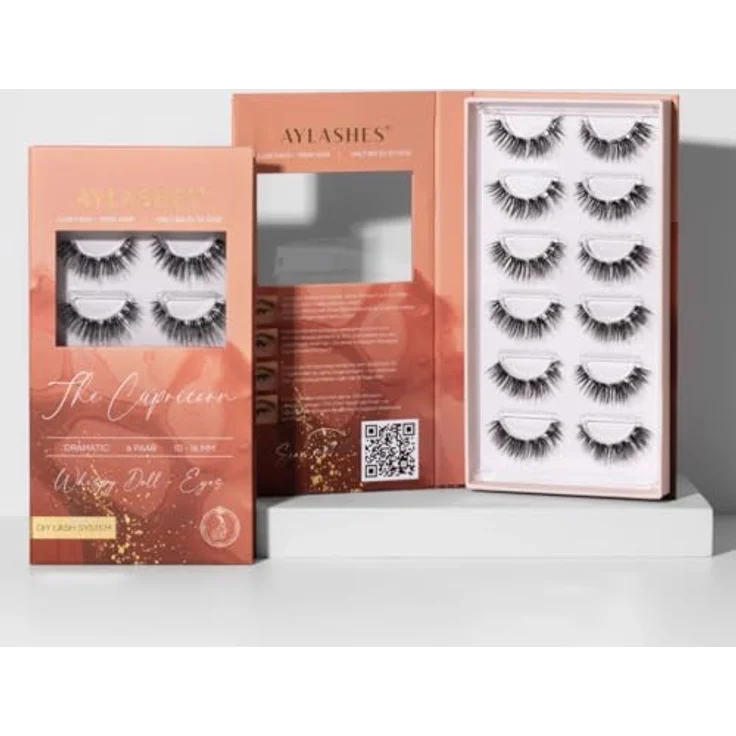 AYLASHES Limited Edition The Capricorn DIY Wimpernextensions, 6 Paar Wimpern für zu Hause, 10–16 mm Länge, C-Curl, bis zu 7 Tage Halt, handgefertigt, tierversuchsfrei – Bild 3