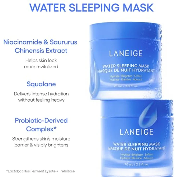 LANEIGE Wasser-Schlafmaske über Nachtgel, füllt die Haut auf, um aufzuhellen, zu klären, zu hydratisieren und zu stärken Feuchtigkeitsbarriere der Haut mit Sleep-Biom-Technologie und Squalan, 71 ml – Bild 3
