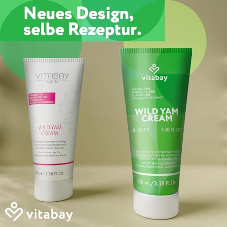 Vitabay Wild Yams Creme 100 ml - 80% Yamswurzel Extrakt - 64% Diosgenin - Wechseljahre Wild Yam Wurzel Creme - 100% Nano-frei & ohne Synthetische Hormone – Bild 2