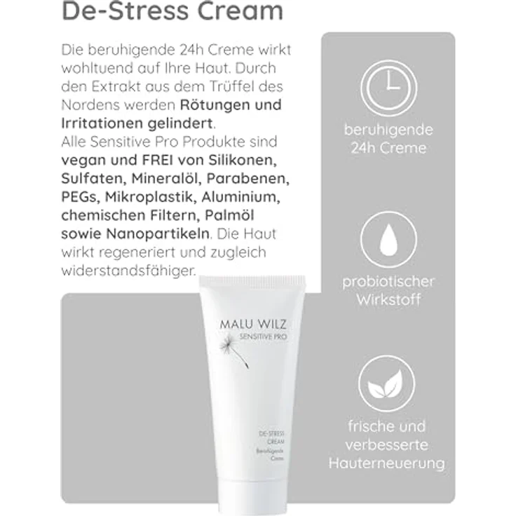 Malu Wilz DE-Stress Cream 50 ml I Gesichtscreme mit Trüffel-Extrakt & Hyaluronsäure, vegan – Bild 3