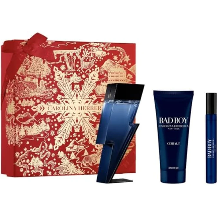 Carolina Herrera Bad Boy Cobalt Geschenkset, Eau de Parfum 100 ml, Duschgel 100 ml, Reisespray 10 ml
