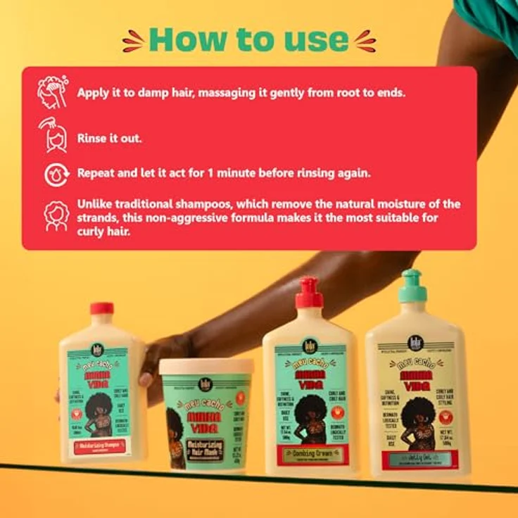 Lola Meu Cacho Minha Vida Shampoo, feuchtigkeitsspendendes Shampoo für lockiges Haar, 500ml – Bild 5