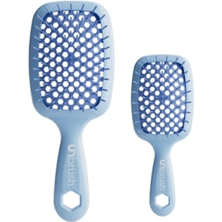 UNbrush Detangling Pastel Duo Set, Periwinkle Light Blue No Tangle Bürste für sanftes Entwirren, inkl. Mini Bürste