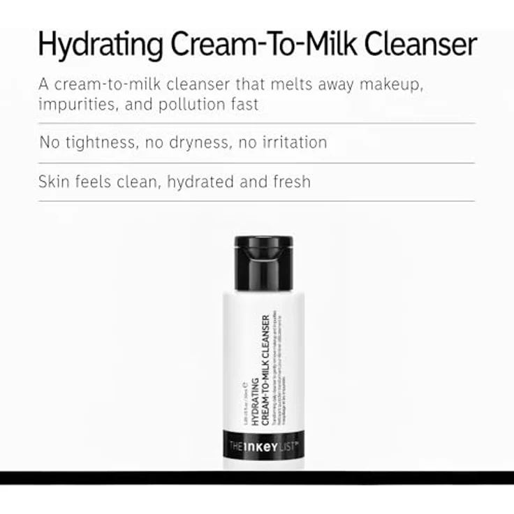 The INKEY List Hydrating Cream-to-Milk Cleanser 50ml, mit 5% Reis Milch & Hyaluronsäure, sanfte Reinigungsformel, feuchtigkeitsspendend, vegan freundlich – Bild 2