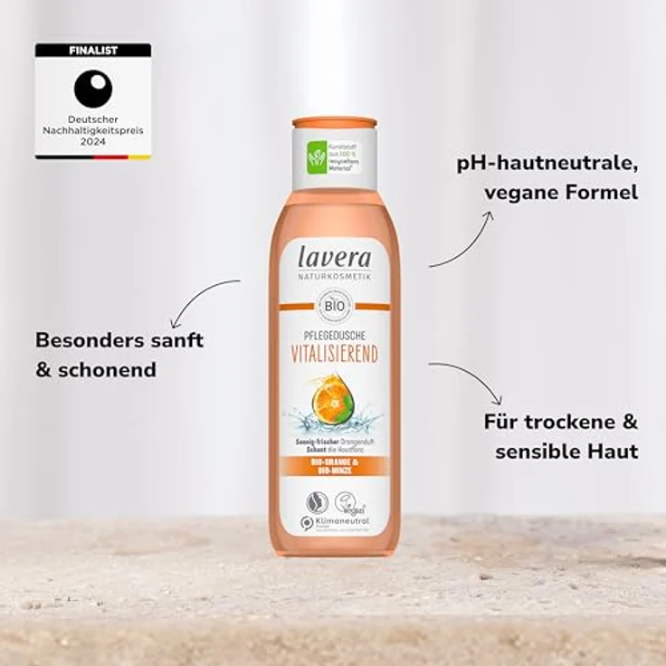 lavera Pflegedusche Vitalisierend - Bio-Orange & Bio-Minze - Naturkosmetik - vegan - Duschgel - pH-hautneutral - reinigt besonders sanft - 1 x 250 ml – Bild 3
