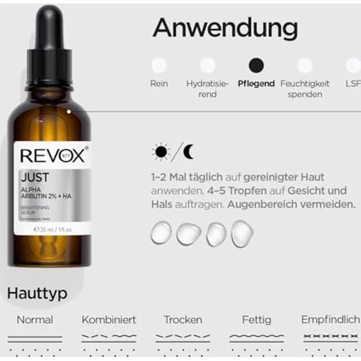 Revox Just Alpha Arbutin 2% + HA Gesichtsserum für strahlende Haut 30 ml – Bild 6