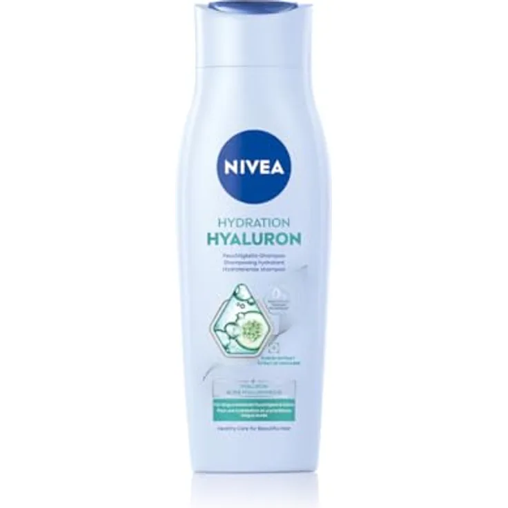 NIVEA Hydration Hyaluron Feuchtigkeits-Shampoo, Haarpflege für trockenes Haar mit Hyaluron, veganes Haarshampoo ohne Silikone für natürlichen Glanz (250 ml)