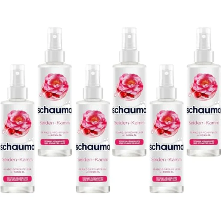 Schauma 6x Sprühpflege Seiden-Kamm Sprühspülung, 200ml, Hitzeschutz bis 230 °C, vegane Formel für seidig-glänzendes Haar – Bild 1