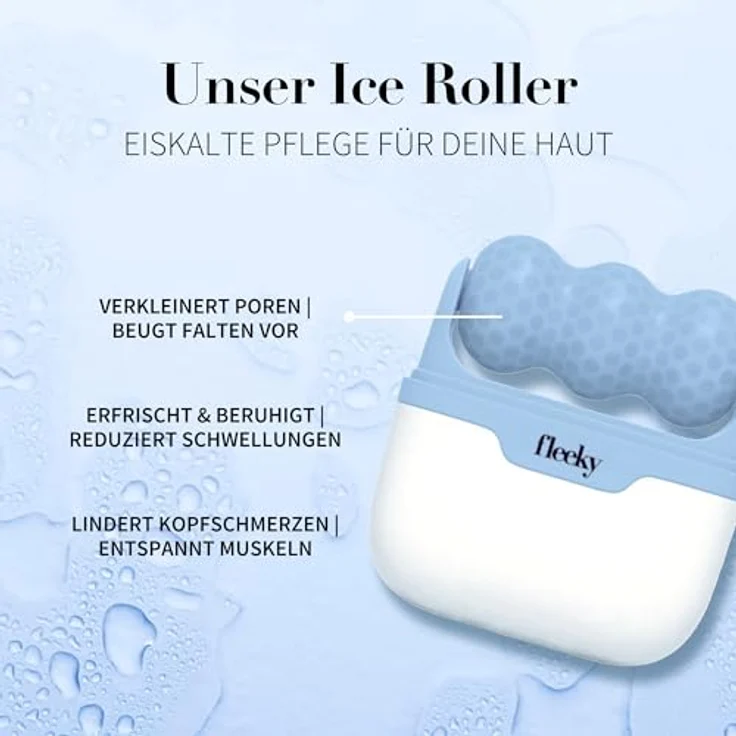 fleeky Ice Roller, Kühlend & Erfrischend Gesicht Roll-On mit Wave-Shape und V-Shape Ice-Wheels – Bild 2