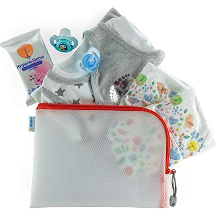 HERMA 20008 Kulturbeutel A5 mit Reißverschluss transparent rot, kleine verschließbare Sichttasche mit Zipper, Kosmetiktasche für Kosmetik, Flüßigkeiten, Make-Up, Zahnbürste – Bild 2