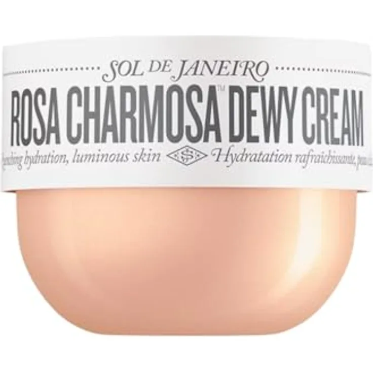 Sol de Janeiro Rosa Charmosa Dewy Cream, Körpercreme mit Glow-Effekt, 240 ml, blumiger Duft, feuchtigkeitsspendend, satin-finish, alle Hauttypen