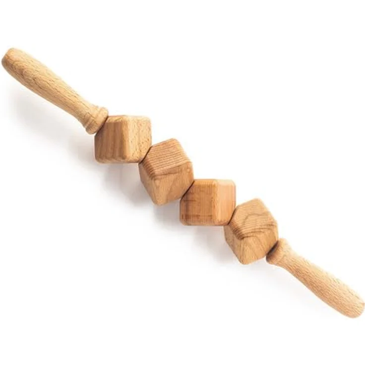 HABYS Holz Massageroller Anticellulite, 40 cm mit 4 rotierenden Buchenholz-Würfeln für Durchblutung & Muskelentspannung – Bild 1