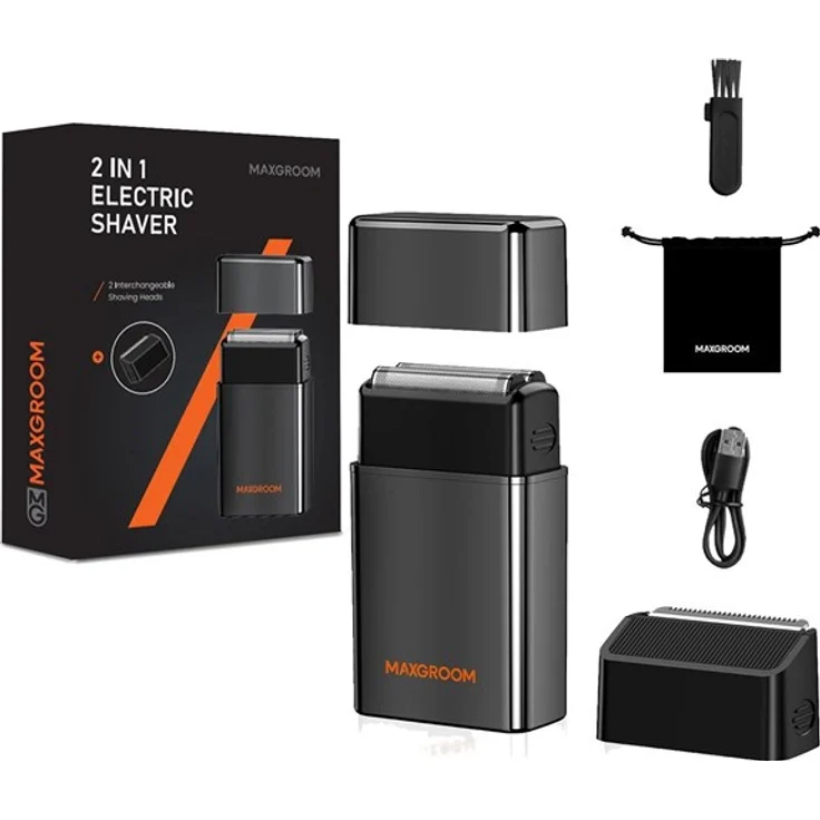 MAXGROOM ZG-F5580 2-in-1 Elektrorasierer, 7000 RPM Motor, IPX6 wasserdicht, Schwarz