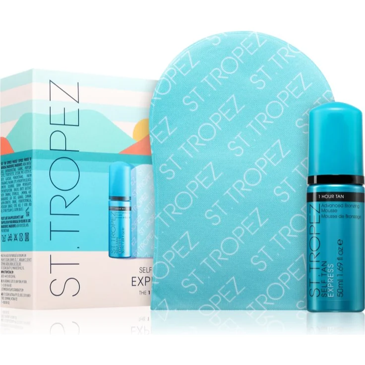 St.Tropez Express Mini Kit, Selbstbräunungsset mit 50 ml Selbstbräunerschaum und Applikator für gleichmäßige Bräune