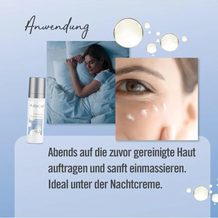 ARYA LAYA Hyaluron Miracle Night, 30 ml – Retinol-Booster & Melatonin-Schutz vor Blue Light, Feuchtigkeits-Serum, Hyaluron-Booster, vegan – Bild 5