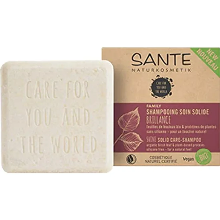 Sante Naturkosmetik Pflegeshampoo Solider Glanz, mit Birkenblätter & pflanzlichem Eiweiß, 60 g