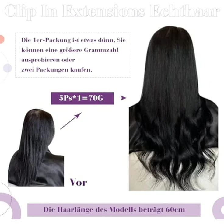 LaaVoo Echthaar Clip in Extensions 40cm Ombre Balayage, Hellbraun bis Dunkel Aschblond mit Platinblond, 70g/5PCS, Remy Haarverlängerung glatt – Bild 4