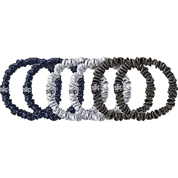 Slip Dünne Haargummis Aus Reiner Seide schwarz, silber, blau – Bild 4
