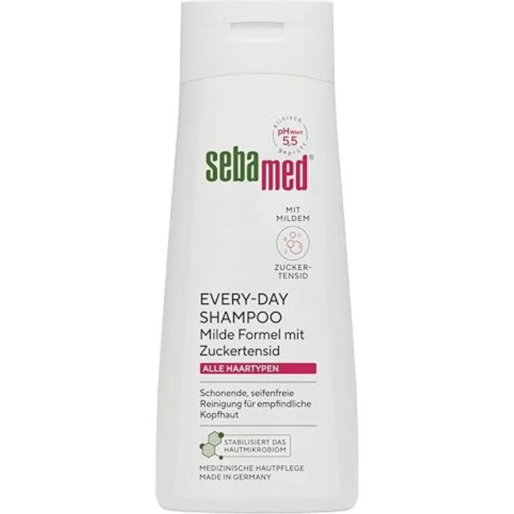 Sebamed Every-Day Shampoo 200 ml, seifenfreies Haarshampoo für empfindliche Kopfhaut, mild durch Zuckertensidformel, für alle Haartypen geeignet – Bild 1